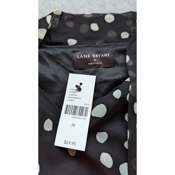 Lane Bryant Women Top Size 20 NWT Tie Front Polka Dot‎ Chiffon Puff Sleeve - Picture 5 of 9